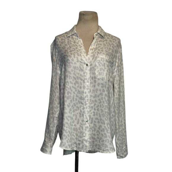 Rails Ellis Grey Jaguar Print Cotton Button Front Top Shirt Tunic size Small - Picture 14 of 16